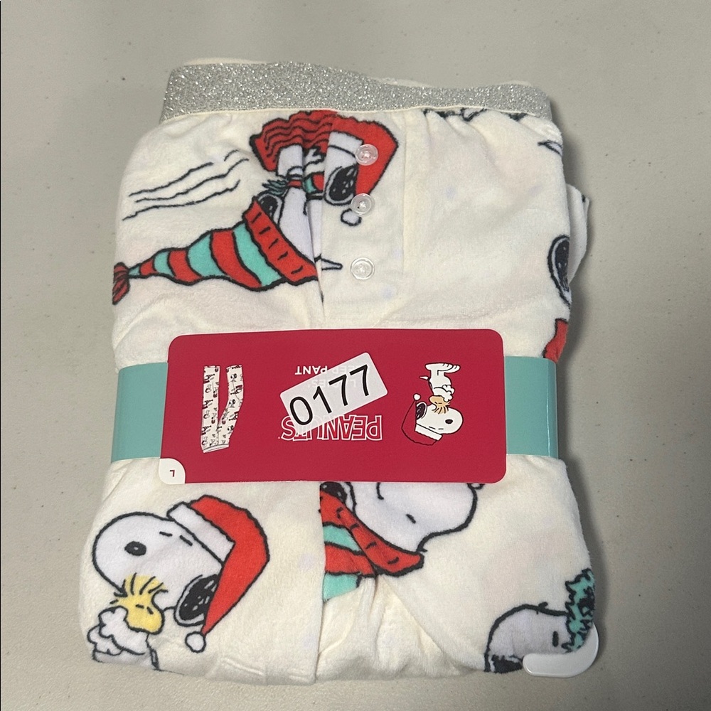New Peanuts Snoopy Festive Pajama Pants - Red and White - L